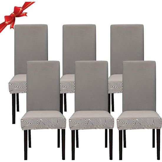 6 stuks, universeel, stretch, set van 6, moderne, elastische duurzame stoelhoezen voor eetkamer, banket, decoratie, camelstrepen