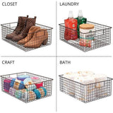 Opbergmand van metaaldraad – flexibel opbergsysteem voor de keuken, voorraadkamer enz. – grote en universele draadmand met handgrepen – set van 2 – bronskleuren