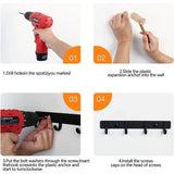 Kledinghaken, 2 stuks, haaklijst, garderobehaken met 4 haken, wandgarderobe, multifunctionele haken, zwart, voor garderobe, slaapkamer, kast, badkamer, keuken