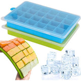 IJsblokjesvorm, 2 stuks ijsblokjeshouders met deksel, ijsblokjesvorm, siliconen, BPA-vrij, voor babypap invriezen, gekoelde dranken en whisky