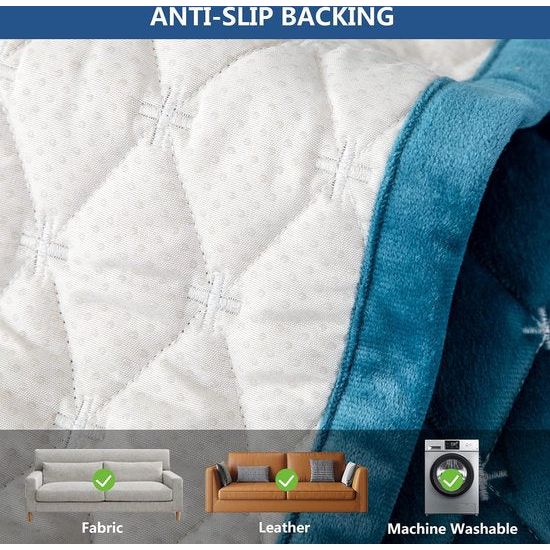 Bankhoes, bankovertrek, 3-zits, anti-slip bankovertrek voor L-vorm, chaise longue, hoekbank, 2-zits, beschermhoezen, woonkamer, stoel, honden en huisdieren, blauw, 90 x 120 cm (slechts 1