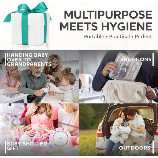 7-in-1 babyfles-reinigingsset: flessenborstel, zuigborstel, stroborstel, zeepdispenser, lepel, droogstandaard babyflessen, opbergdoos, reisbenodigdheden (turquoise)