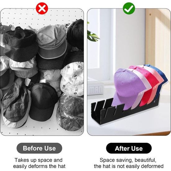 Cap Stand voor Baseball Caps Set van 2 Acryl Hoedenstandaard, Geen Installatie Acryl Hoeden Opbergstandaard, Cap Houder voor Opslag Baseball Cap Houder Kan 14 Hoeden Opbergen