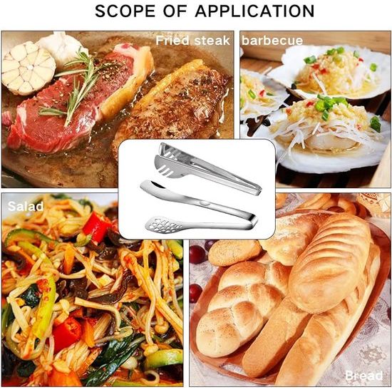 Serveertang, spaghettitang, aspergetang, roestvrijstalen slatang, geschikt voor pasta, salade, gegrild vlees, vaatwasmachinebestendig (2 stuks)