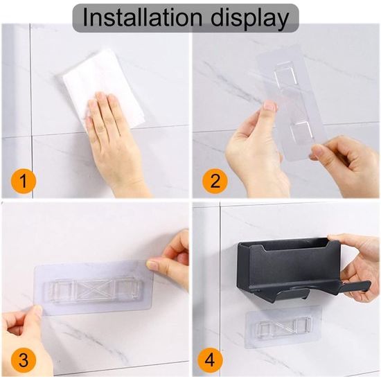 Föhnhouder voor aan de muur, zonder boren, zwart, föhnhouder met stekkerhouder en opslag, zelfklevende föhnhouder van ABS voor badkamer, barbershop, hotel