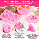 6 stuks 3D fondant mallen bloem siliconen bakvorm roos bloem siliconen mal fondant snoep chocolade roos siliconen mal voor cake, chocolade, snoep, kaars