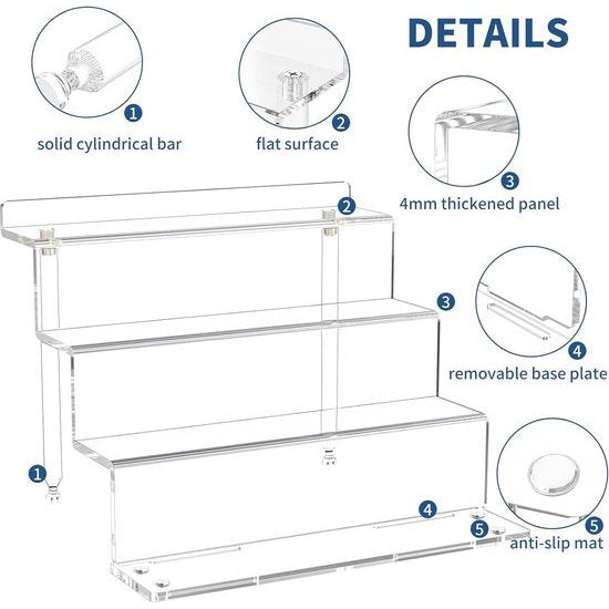 Acryl display verhogingsrek, helder displayrek voor popfiguren, organizer, cupcakestandaard, nagellakrek (1 groot stuk)