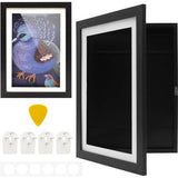 Kinderfotolijst A4, wandmontage, max. 150 vel, kinderkunstwerk, tekening, opbergruimte, zwart