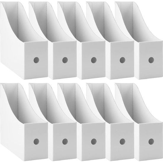 Tijdschriftenhouder, wit, 10 stuks tijdschriftenverzamelaars van kraftpapier, A4-formaat, bureau-organizer voor bestandsmappen, schrijfwaren, kantoorbenodigdheden
