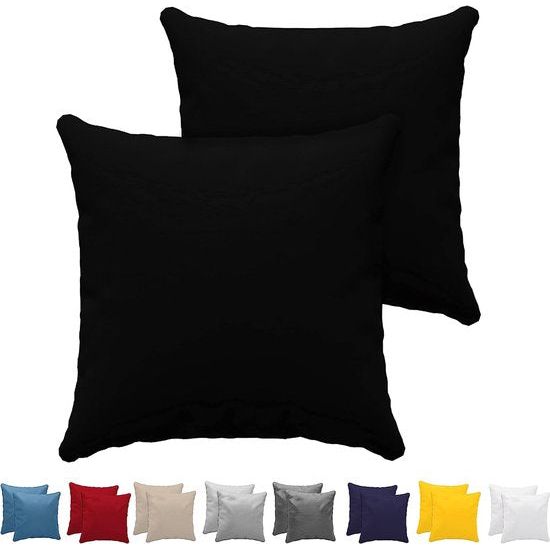 80 x 80 cm (set van 2) - 100% jerseykatoen, 150 g/m² kussenslopen - zwart, voor kussens 80 x 80 cm - kussensloop, resistent en hypoallergeen, Dreamzie