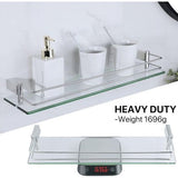 Doucheplank, chroom, glazen rek, roestvrij staal, douchemand, shampoohouder voor douche, badkamerrek voor badkamer en keuken, 500 mm x 130 mm x 66 mm