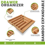 Ondersteuning voor uitbreidbare couverts voor tiroir - Range-couverts réglable - Rangement compact voor tiroirs en bamboe voor cuillères, fourchettes, couteaux
