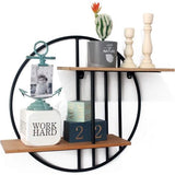 Rustieke houten metalen wandplank Wandgemonteerde decoratieve ronde wandplank voor woonkamer badkamer keuken