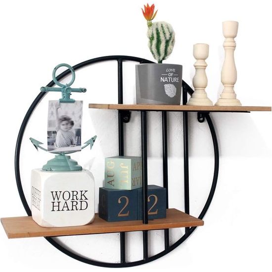 Rustieke houten metalen wandplank Wandgemonteerde decoratieve ronde wandplank voor woonkamer badkamer keuken