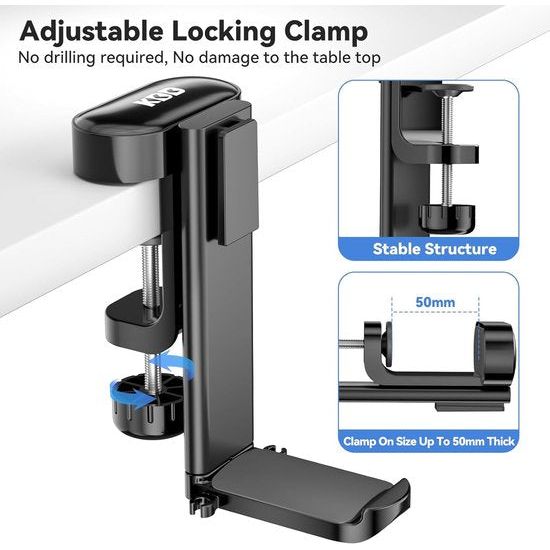 5 in 1 hoofdtelefoonhouder draaibaar - verwijderbare controllerhouder met bekerhouder & Penhouder - Bureauorganisator Opslag Past op beker Mobiele telefoon Pencontroller Koptelefoon (zwart)
