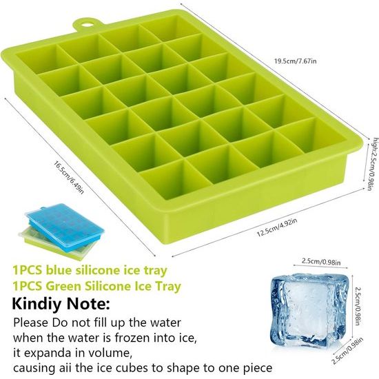 IJsblokjesvorm, 2 stuks ijsblokjeshouders met deksel, ijsblokjesvorm, siliconen, BPA-vrij, voor babypap invriezen, gekoelde dranken en whisky