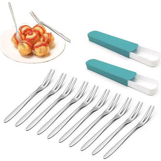 10 stks 304 rvs fruit vorken dessert vorken salade voorgerecht kleine vorken voor Europese dessert taarten met opbergdoos