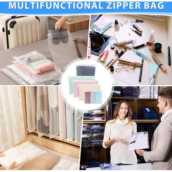 Zip zakken voor op reis, 5 maten, herbruikbare ritszakken, reistas, waterdicht, geurdicht, koffer-opbergtas, kledingtassen voor kleding, schoenen, ondergoed, cosmetica (40 stuks)