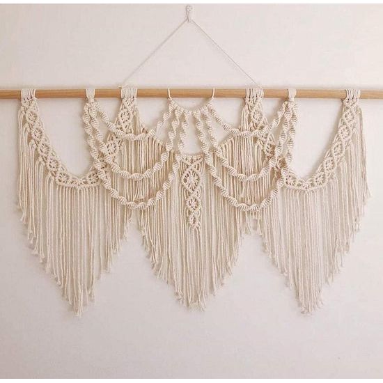 macramé wandtapijt, Boheemse wanddecoratie, macramé, wandtapijt, boven het hoofdeinde, kunsthandwerk, geweven wandtapijt, 97 cm x 73 cm