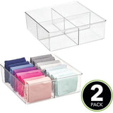 Set van 2 opbergdozen met 4 vakken, praktische kastbox voor de slaapkamer, ideale organizer voor kleding en accessoires van BPA-vrij kunststof, transparant