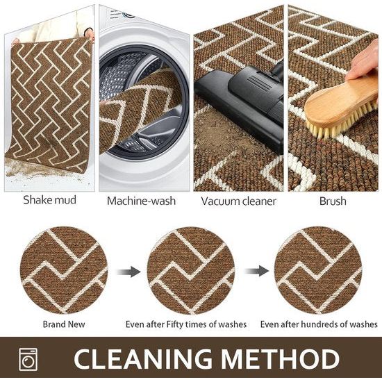 binnendeurmat, waterdichte deurmat, vuilvangmat, antislip binnendeurmat (bruin, 60 x 90 cm)