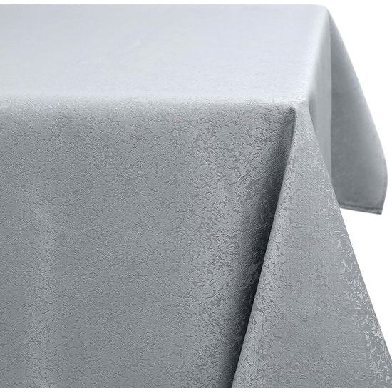 Tafelkleed afwasbaar, rechthoekig, 100 x 140 cm, polyester, tafellinnen, jacquard, tuin, tafelkleed, ornamenten, onderhoudsvriendelijk, grijs