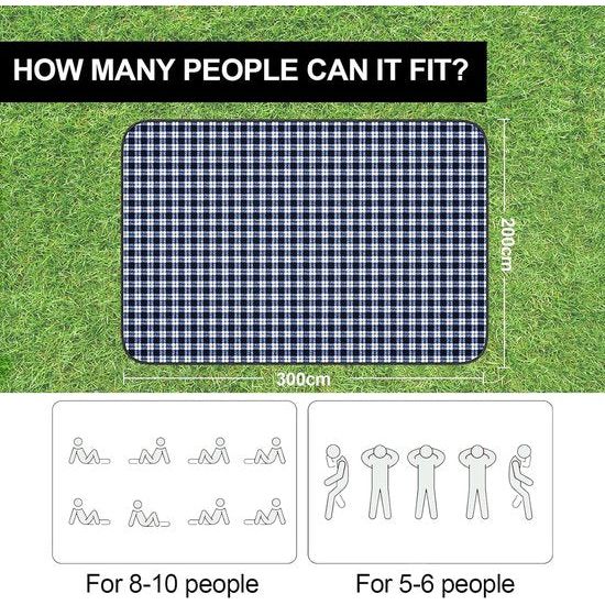 Picknickdeken, 200 x 300 cm, waterdicht, zandvrij, geïsoleerd, opvouwbaar, strandmat, picknickdeken, XXL, baddeken voor camping, park, strand, picknick