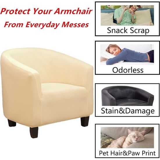 Hoes voor clubstoel, hoge stretch, afneembare en wasbare fauteuil, bankhoes, meubelbescherming voor woonkamer