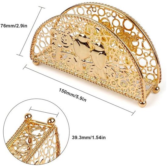 Metal Napkin Holder, Storage Box for Fabric with Different Grid Shapes, Gold Napkin Stand for Home, Table, Party, Wedding, Picnic