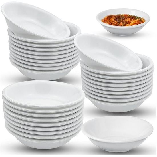 Set van 30 dipschalen, ronde kommen voor ketchup, aardappelsaus, suiker, sojasaus, azijn, kruiden, noten, bijgerechten, desserts, sushi (7,3 x 2 cm)