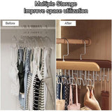 Houten kleerhangers, 4 sets, riemhangers van hout, hangers voor kleding met meerdere haken, 360 graden draaibare beugel, voor sjaalhangers, stropdassenhouder, riemhouder