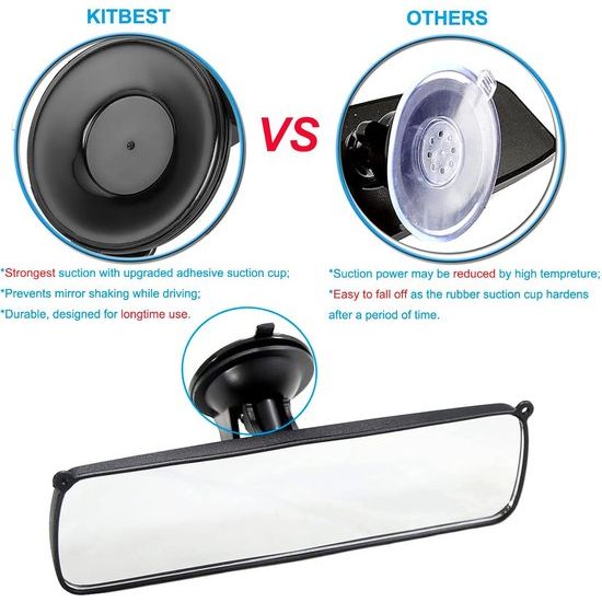 Achteruitkijkspiegel, rij-instructeur spiegel, auto-binnenspiegel met zuignap, universele auto-binnenspiegel voor auto, SUV, CRV, bestelwagen, vrachtwagen, 250x71mm