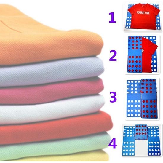 Vouwplank voor wasgoed, broeken, overhemden, ondergoed voor kinderen en volwassenen, vouwhulp, T-shirt, vouwen, vouwplank, vouwplank, overhemdenvouwer, wasvoucher (blauw + groen)