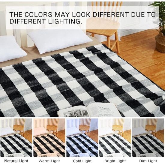 Zachte, gebreide, wollen deken, kwast, plaid, knuffeldeken, bankdeken, slaapdeken, deken, deken, deken, 127 x 152 cm, meerkleurig (zwart)