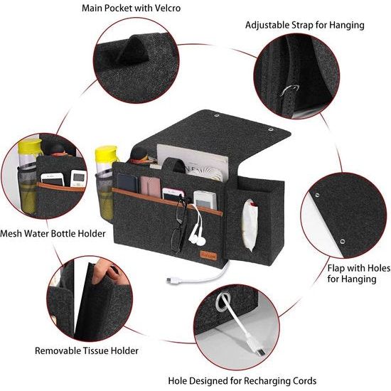 opbergzak voor bedrand, vilt bedplank organizer