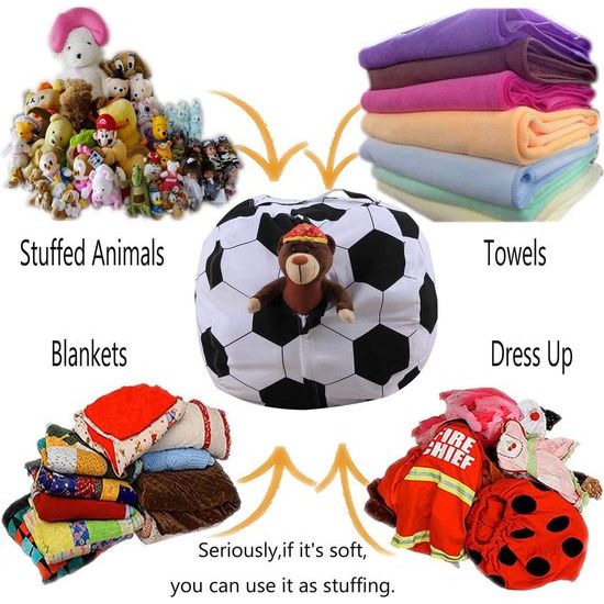 opbergzak voor speelgoed, gestreepte zitzak, opbergtas.