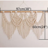 macramé wandtapijt, Boheemse wanddecoratie, macramé, wandtapijt, boven het hoofdeinde, kunsthandwerk, geweven wandtapijt, 97 cm x 73 cm