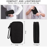 Kabeltas, organizer voor elektronica-accessoires, draagbare kabelorganizer, dubbele kabeltas voor elektronische accessoires, USB-powerbank, SD-kaart, oplaadkabel, 18 x 10 x 5,6 cm, zwart