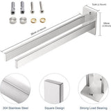 Towel Rail Drilling Stainless Steel, Towel Rail Double Towel Rail Square Towel Holder Wall Bath Towel Holder for Bathroom and Kitchen 38 cm, Silver