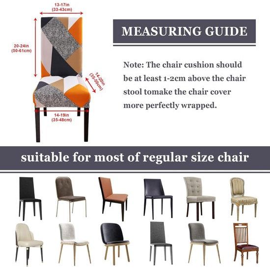Stoelhoezen set van 4 waterdichte stoelhoezen voor eetkamerstoelen stretch stoelhoezen schommelstoelen wasbaar universele decoratie stoelhoes voor thuis restaurant keuken hotel geometrie oranje