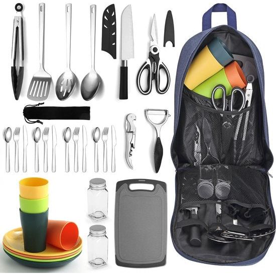 Camping Essentials Camping kookgerei set, kampeeraccessoires Apparatuur Must-Haves Kom met campingbesteksets, borden en kopjes, ideaal voor buitenfornuizen, picknick, barbecue