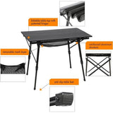 Campingtafel, opvouwbaar, in hoogte verstelbaar, klaptafel, aluminium, 90 x 53 cm, voor 4 personen, gemakkelijk op de camping, inklapbare vouwtafel