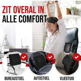 Rugkussen bureaustoel, lendensteun rugkussen voor auto, lendenkussen bureaustoel, traagschuim rugkussen stoel, wasbare hoes (zwart)