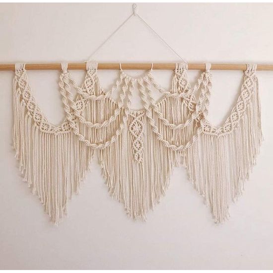 Grote macramé wandtapijt, Boheems wanddecor, macramé, wandtapijt, boven het hoofdeinde, kunsthandwerk, geweven wandtapijt, macramé, bruiloft, gordijn, 97 cm B x 70 cm L
