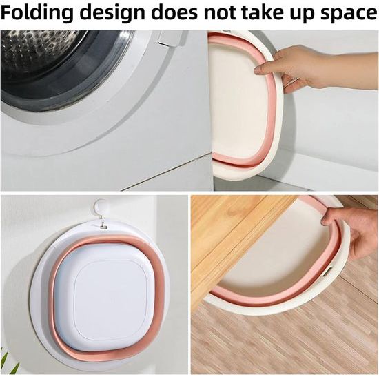 opvouwbare spoelbak, rond, 9 l, opvouwbare kuip, multifunctionele opvouwbare wasmand, campingkom, wasbak met handgrepen voor reizen, camping, badkamer en keuken (31 cm, roze)