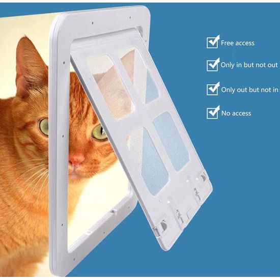 Kattenluik, hondenluik, kattenluik voor insectenbescherming, muggenbeschermingsaccessoires voor katten, kattenluik, binnendeur, vliegenhor, kattenluik voor puppy's en kleine katten (wit)