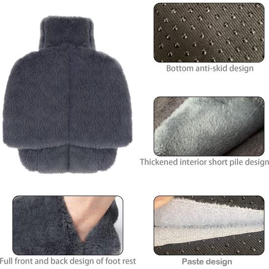 Voetwarmer, zonder stroom, 2 l, extra grote voetenwarmer, warmwaterkruik voor de voeten, 2-in-1 voetenwarmwaterkruik, zachte en warme voetenwarmer voor heren/dames/volwassenen, grijs, 39 x 35