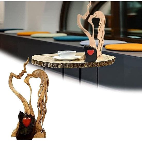 Liefde eeuwig houten Valentijnsdag ornamenten creatief mannelijk en vrouwelijk kussend houten beeld, handgemaakte sculptuur, interieurdecoratie
