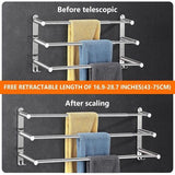 Towel Rail, No Drilling, 43-75 cm, Extendable Towel Rail, Self-Adhesive Bath Towel Holder, Wall 3-Tier Towel Rail with Hooks, Waterproof Rust Bath Towel, Towel Holder for Bathroom/Kitchen