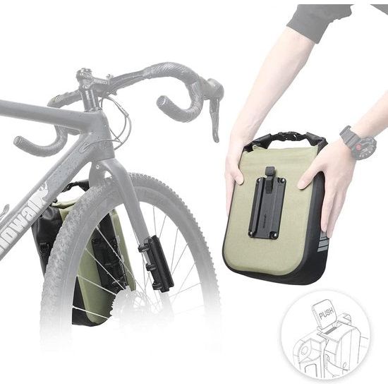 Fietstas, bagagedragertas, waterdicht, fietstas voor bagagedrager, zadeltas 6 l, schoudertas, laptopbagagedrager, professionele fietsaccessoires, groen